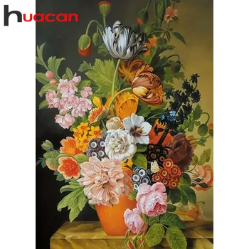 Huacan 5D Алмазная живопись, Ваза, Набор для вышивания, Сделай Сам, Мозаичный цветок, Подарок ручной работы, украшение для дома, 30x40 см