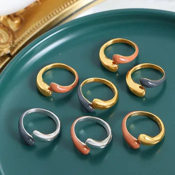 Женское модное кольцо с каплей масла из титановой стали