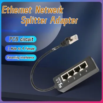 Кабель-разветвитель Ethernet RJ45 CATS 4в1 Адаптер сетевого порта LAN от 1 мужчины до 4 женщин с позолоченным сердечником Poort Voor Network EXPANDER