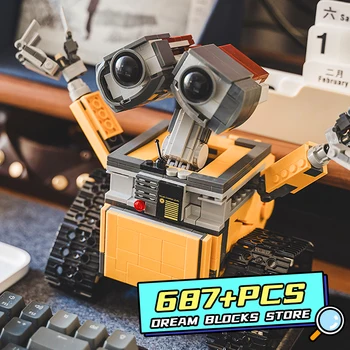 Строительные блоки робота Disney Wall-E Модель 687шт Мультфильм Wall-E MOC Кирпичи Куклы Пластиковые Игрушки Взрослые Дети Детские Подарки