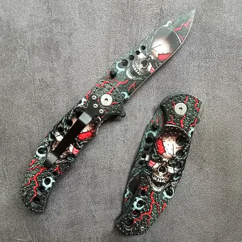 Складной тактический нож 3D Print Tech Red Skull с острым лезвием высокой твердости для кемпинга на открытом воздухе EDC Охотничий карманный инструмент для выживания