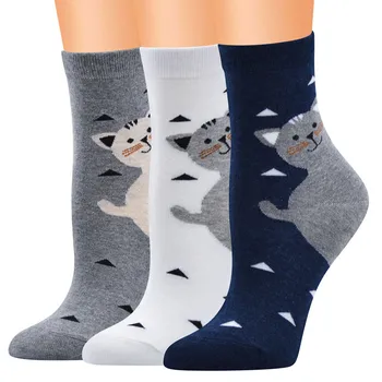 Женские Удобные женские повседневные хлопковые носки Cat 5t для девочек, носки для женщин, защищающие от пота