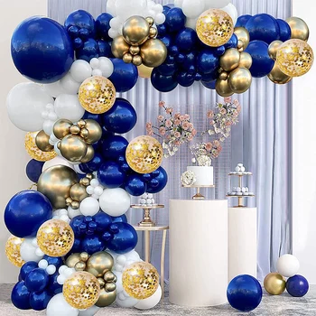 Синий Серебряный набор для Гирлянды из воздушных шаров Macaron, украшение для свадьбы, Дня рождения, Конфетти из латексных воздушных шаров для девочек, Душа ребенка