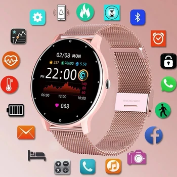 Женские смарт-часы 2023 с полным сенсорным экраном, спортивные часы для фитнеса, водонепроницаемые Bluetooth для Android IOS, умные часы с напоминанием о вызове, мужские