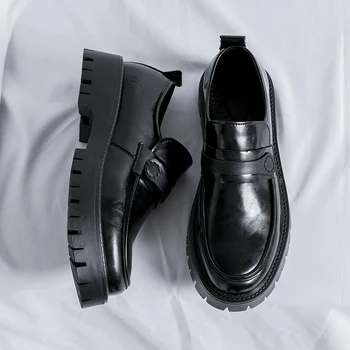 Черные кожаные мужские туфли большого размера с острым носком, деловые повседневные мужские официальные туфли для свадьбы, классические мужские модельные туфли без застежки