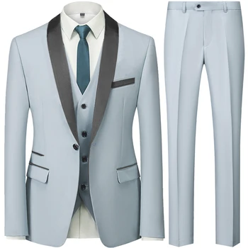 Мужской приталенный костюм в британском стиле, комплект из 3 предметов, куртка, жилет, брюки/Мужской деловой джентльмен, высококачественное платье на заказ, блейзеры, пальто S-6XL
