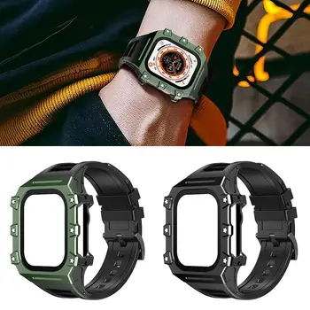 Комплект Модов Металлический корпус Ремешок для Apple Watch Ultra 49 мм Металлическая крышка и силиконовый ремешок для iwatch Ultra 49 мм Сменные наручные часы W6Z5