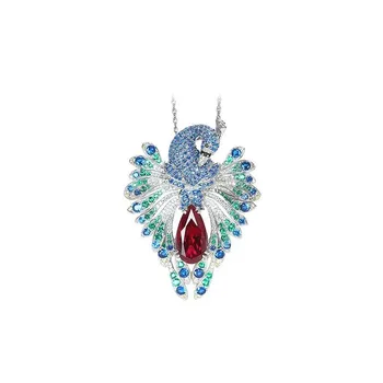 ZOCA, Серебро 925 пробы, Элегантная Подвеска в виде павлина, ожерелье из голубого хрусталя 5A CZ для женщин, ювелирные изделия для вечеринок