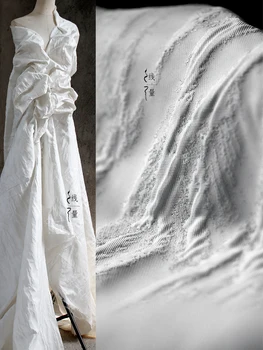 Бежевая текучая Жаккардовая ткань С объемной текстурой, креативная рубашка, брюки, Ткани для дизайна одежды