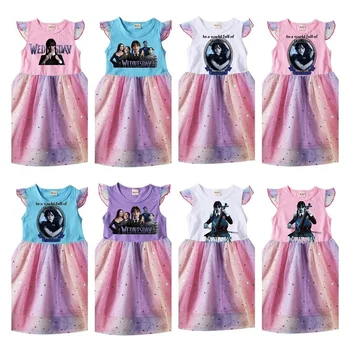 Летнее хлопчатобумажное платье для новорожденных девочек, кружевные платья принцессы Addams Kids, подарочные платья для маленьких девочек на День рождения