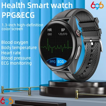 Смарт-часы ECG PPG Для мужчин и женщин, дисплей Электрокардиограммы, Температура тела, частота сердечных сокращений, Монитор артериального давления, умные часы для фитнеса.
