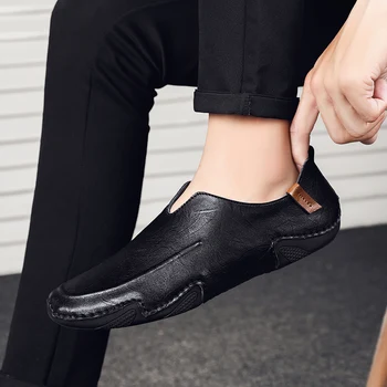 Мужские лоферы, уличная модная обувь, весенне-осенняя повседневная обувь из натуральной кожи, мужские легкие мокасины, обувь для вождения для мужчин