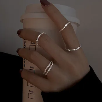 Модное Сверкающее кольцо для женщин и девочек В Корейском простом стиле, Универсальные Декоративные Компактные Кольца на указательный палец, Ювелирные изделия