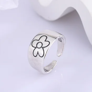 FoYuan в японском и корейском стиле Ретро глянцевое кольцо с подсолнухом, Маленькое Свежее мультяшное минималистичное кольцо