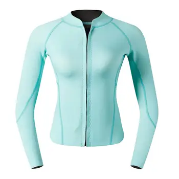 Женский гидрокостюм, рубашка 2 мм, комбинезон для дайвинга, подводного плавания, куртка для плавания, голубой