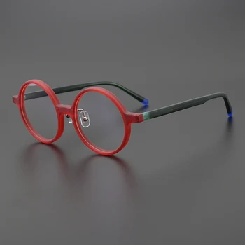 Винтажная модная оправа для очков, мужские круглые дизайнерские оптические очки из ацетатного волокна для чтения при близорукости, Женские персонализированные очки