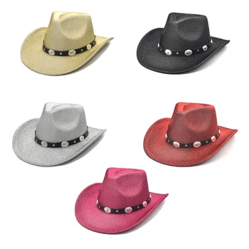 Ковбойская шляпа для отпуска блестит, подарок-сюрприз для девочек и мальчиков, Ковбойская шляпа для карнавалов, музыкальный фестиваль