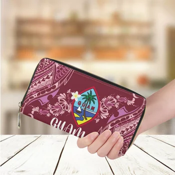 Новый Длинный женский кошелек с полинезийским принтом GUAM, Модный Роскошный Кожаный кошелек для повседневных покупок, деловой кошелек для кредитных карт, кошелек для кредитных карт