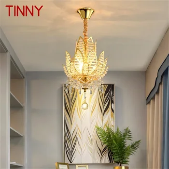 Люстры из ТИННИ-золота, современный креативный подвесной светильник с кристаллами Лотоса, домашняя светодиодная подсветка для украшения
