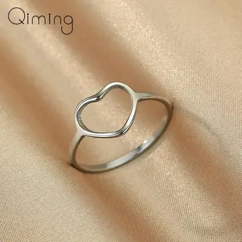 Кольца с сердечками из нержавеющей стали Для женщин, свадебные Украшения для Помолвки, Обещающее Кольцо на палец