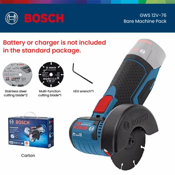 Bosch Gws-12V-76 Профессиональная Перезаряжаемая угловая шлифовальная машина, Портативный станок для резки, полировщик, роторный электроинструмент с режущим лезвием