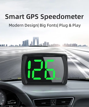 Универсальный автомобильный HUD-дисплей с двумя чипами, цифровой GPS-спидометр, HD-ЖК-дисплей, подключи и играй крупным шрифтом для всего автомобиля
